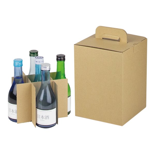 画像1: 送料無料・手提袋（酒用）300ml×5本宅配箱 170×170×233mm「100枚」