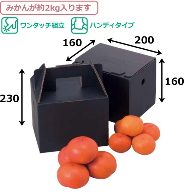 画像2: 送料無料・手提箱 美果 黒 2kg/3kg 200×160×160（230）mmほか「100枚」