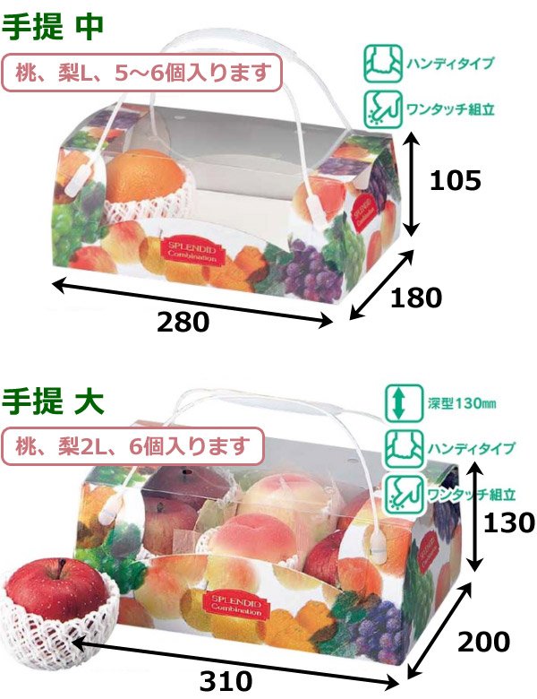 画像2: 送料無料・手提箱（フルーツ用）コンビネーション手提 280×180×105mmほか「50枚」