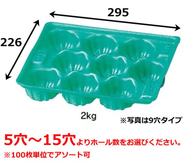 画像2: 送料無料・トレー（フルーツ用）ソフトエース 2kg用グリーン 外寸 226×295mm 5穴〜15穴「800枚」