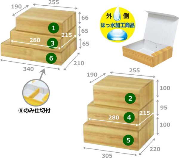 画像2: 送料無料・ギフト箱（精肉鮮魚用）片面撥水加工箱（外側はっ水）225×190×66mmほか 全6種「50枚・100枚」