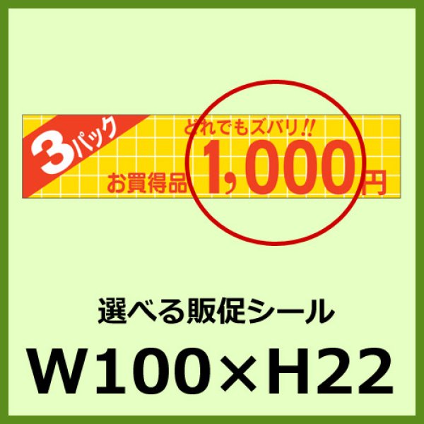 画像1: 送料無料・販促シール「3パック どれでもズバリ＿＿円　全12種類」100x22mm「1冊500枚」