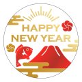 送料無料・販促シール「HAPPY　NEW　YEAR　たい」 φ40mm「1冊300枚」