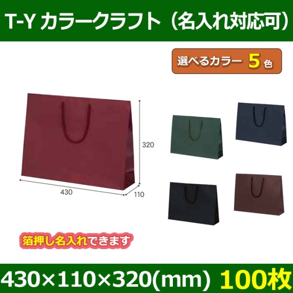 送料無料・手提袋 T-Y カラークラフト 幅430×マチ110×丈320mm 「100枚」全5色