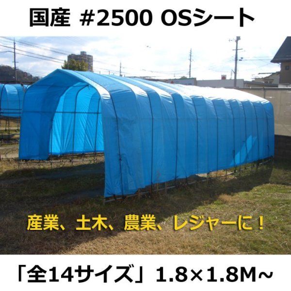 画像1: 送料無料・「国産」ブルーシート(OSシート #2500) 1.8×1.8Mから「全14サイズ」