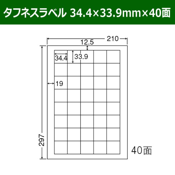 画像1: 送料無料・タフネスラベル  34.4mm×33.9mm×40面 「100シート」