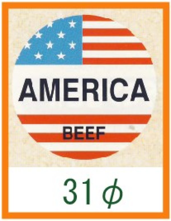 画像1: 送料無料・精肉用販促シール「AMERICA」31x31mm「1冊500枚」