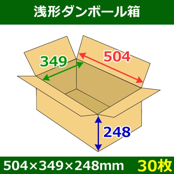 画像1: 送料無料・浅形ダンボール箱　504×349×248mm （120サイズ対応） 「30枚1セット」 (1)