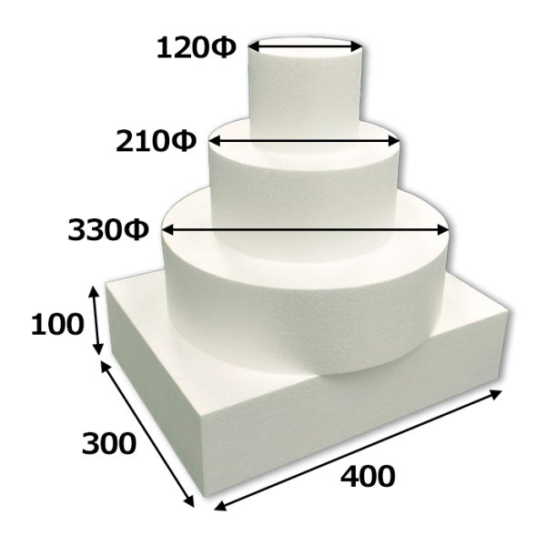 発泡スチロール製ケーキ用「1セット」円柱330×100mmほか | 段ボール箱 